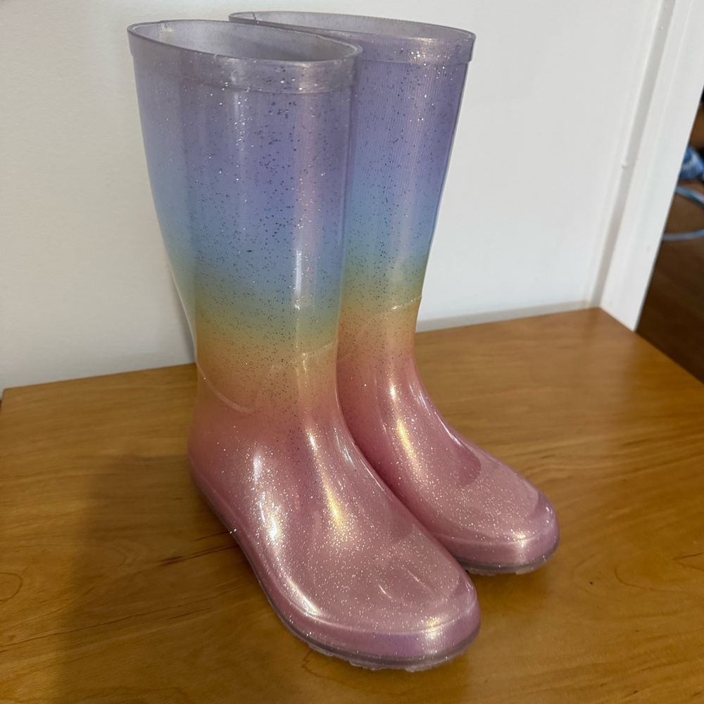 Cat & Jack Kids Glitter Rainbow Rain Boots